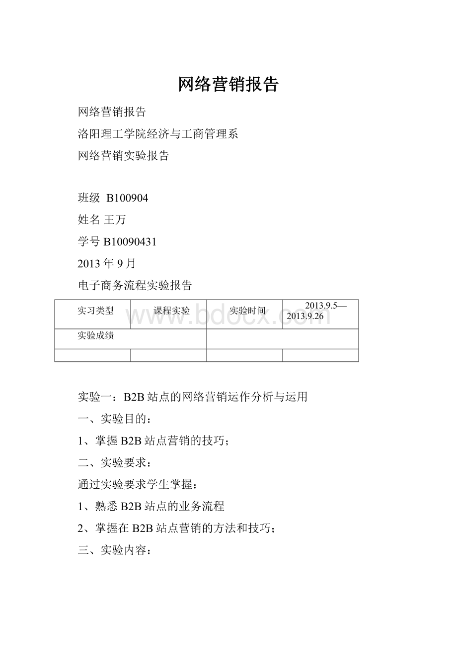 网络营销报告Word文件下载.docx