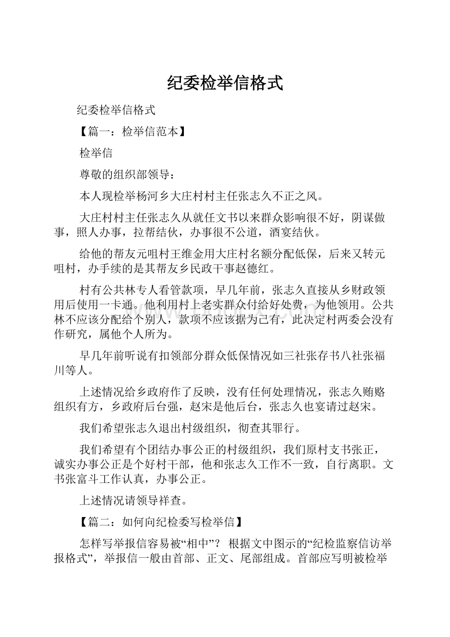 纪委检举信格式文档格式.docx