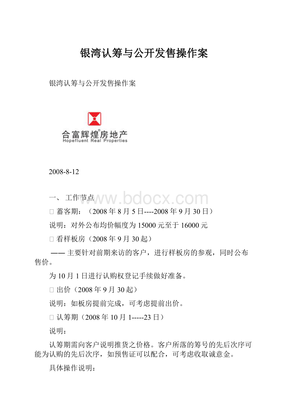 银湾认筹与公开发售操作案Word文档下载推荐.docx_第1页