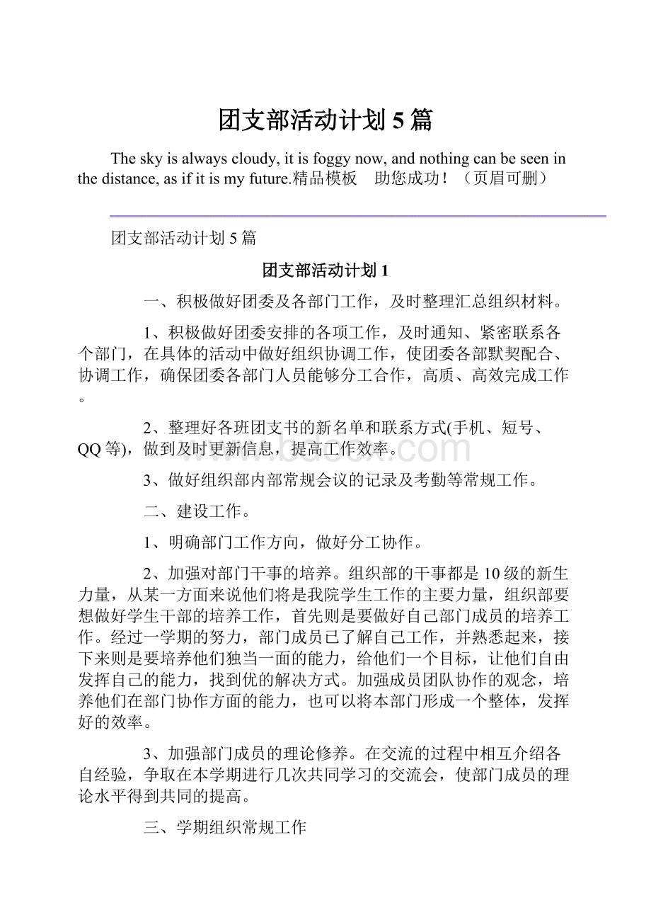 团支部活动计划5篇.docx_第1页