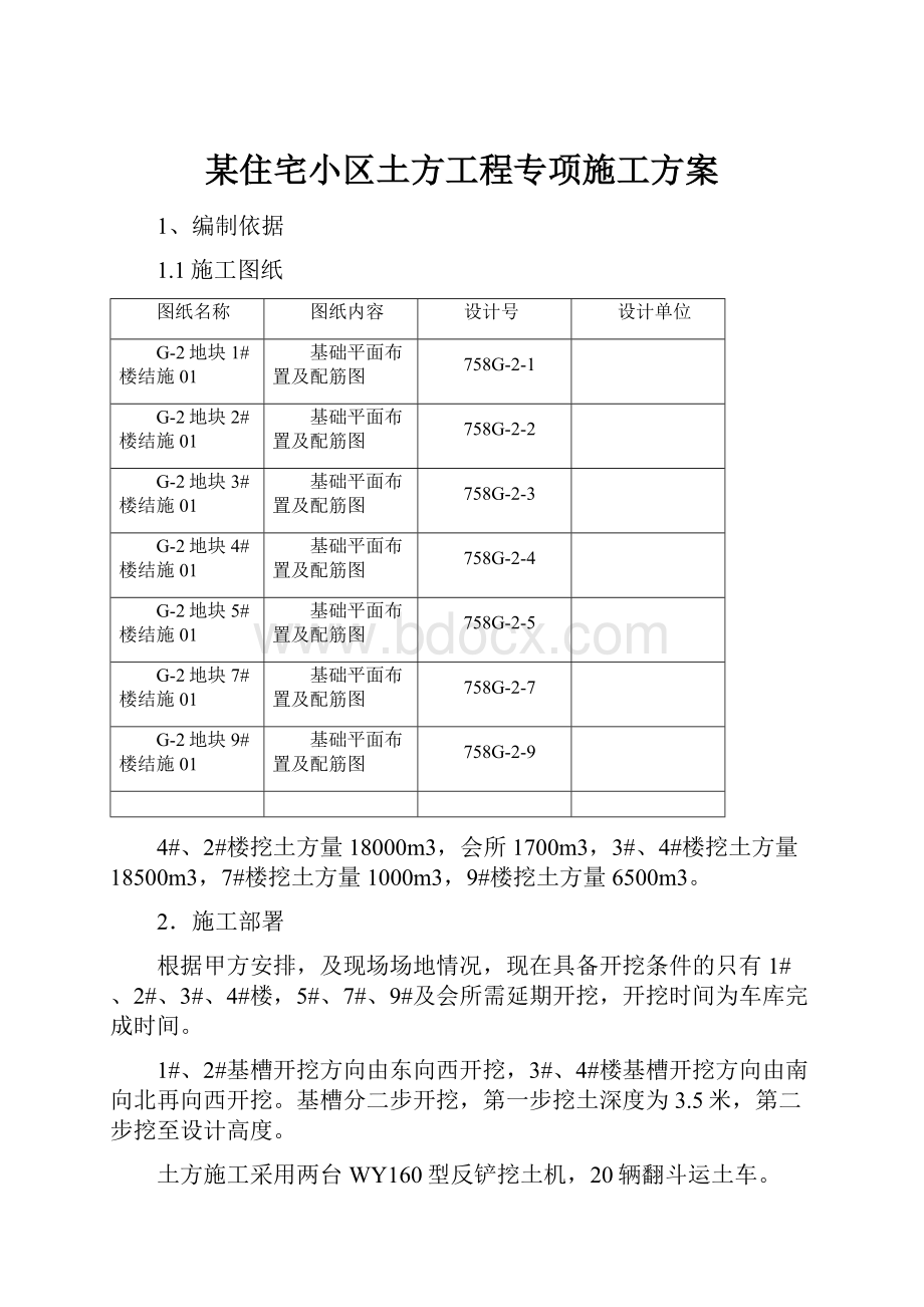 某住宅小区土方工程专项施工方案.docx_第1页