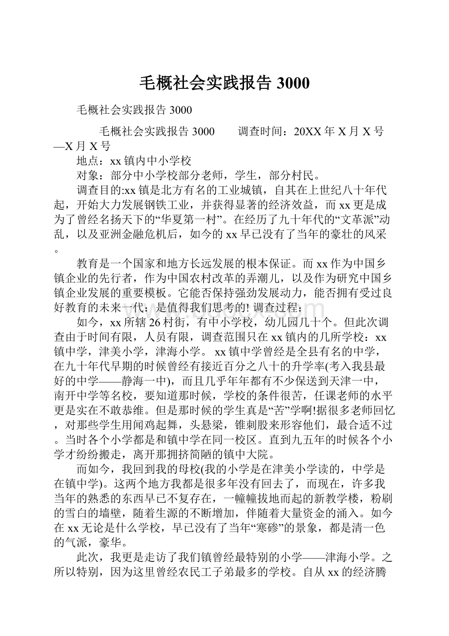 毛概社会实践报告3000.docx_第1页