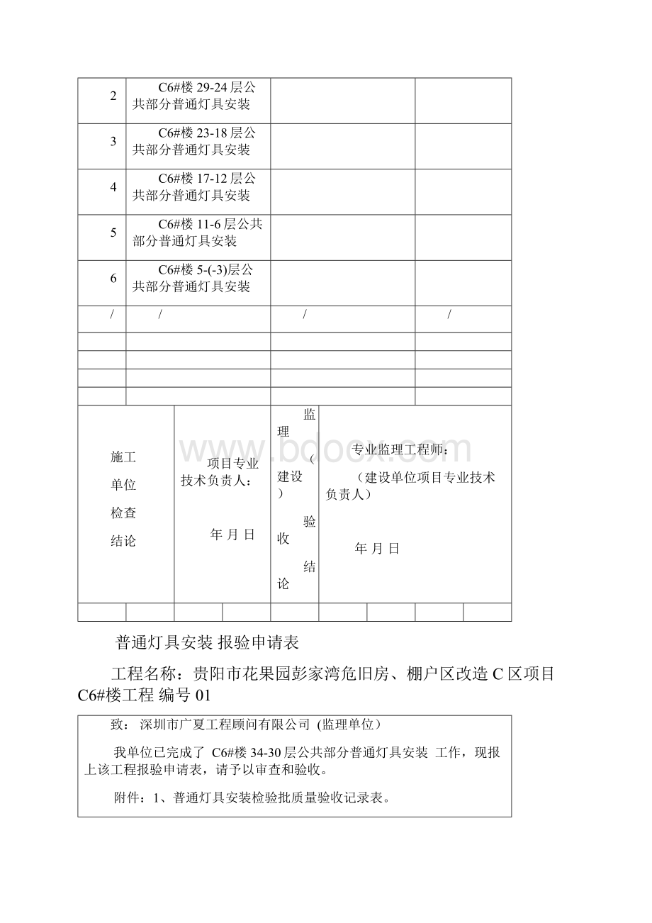 普通灯具安装分项工程质量验收记录表Word格式.docx_第2页