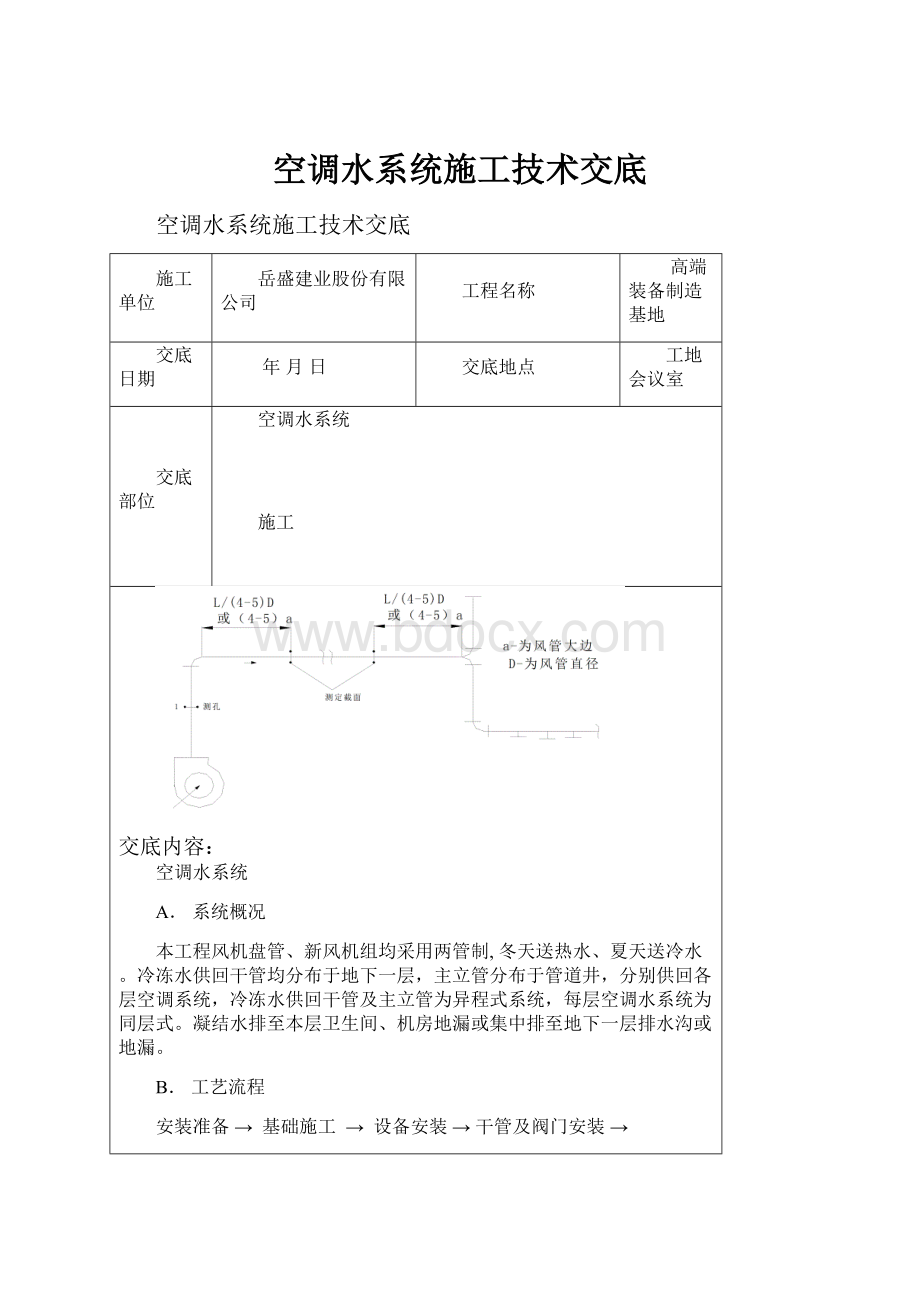 空调水系统施工技术交底文档格式.docx