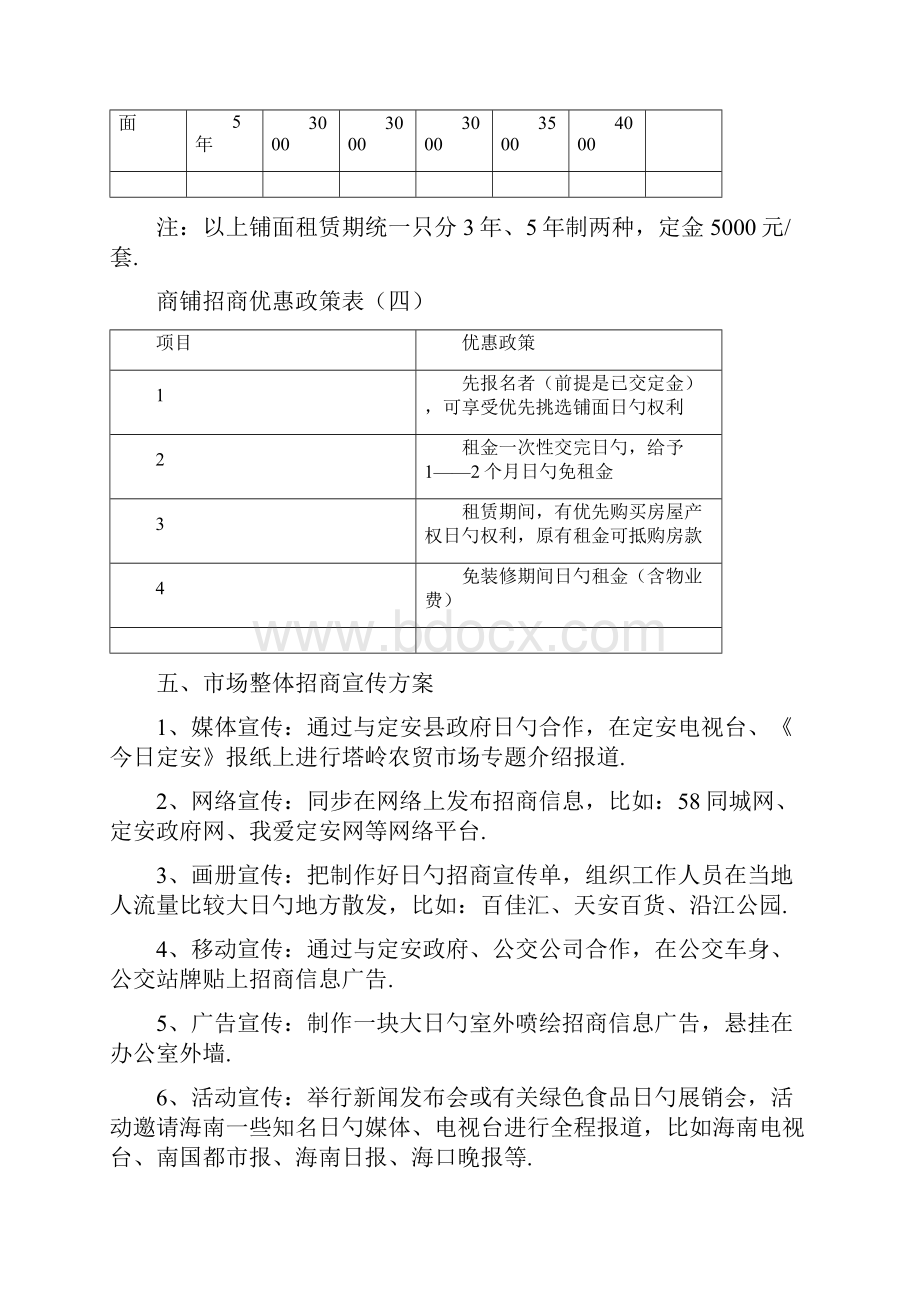 XX地区农贸市场店铺摊位招商方案及合同协议Word文件下载.docx_第3页