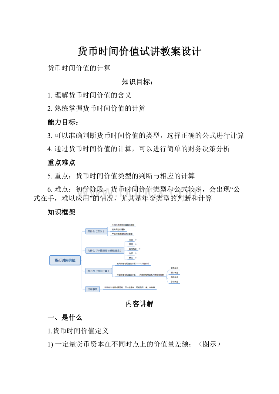 货币时间价值试讲教案设计Word下载.docx