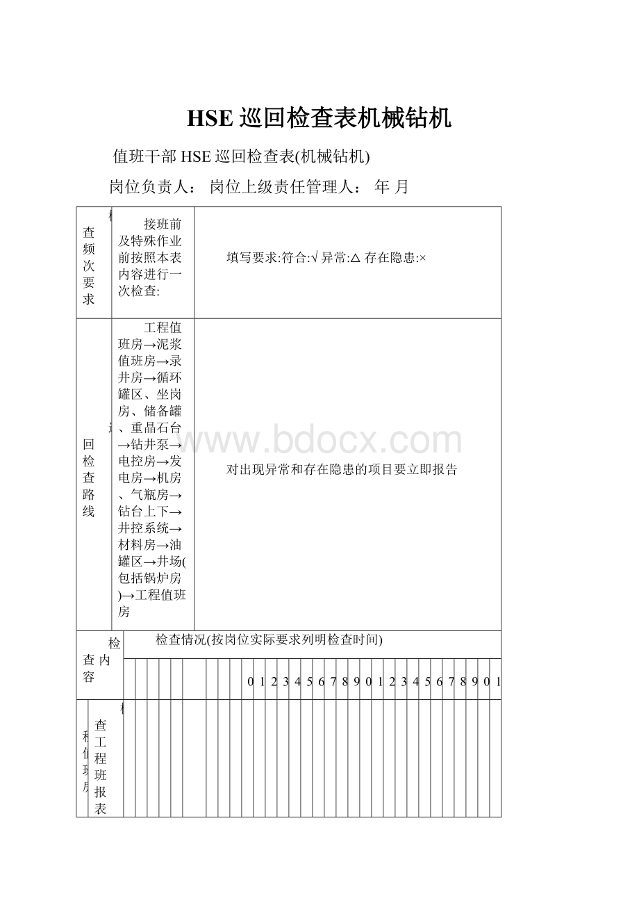 HSE巡回检查表机械钻机Word文档下载推荐.docx