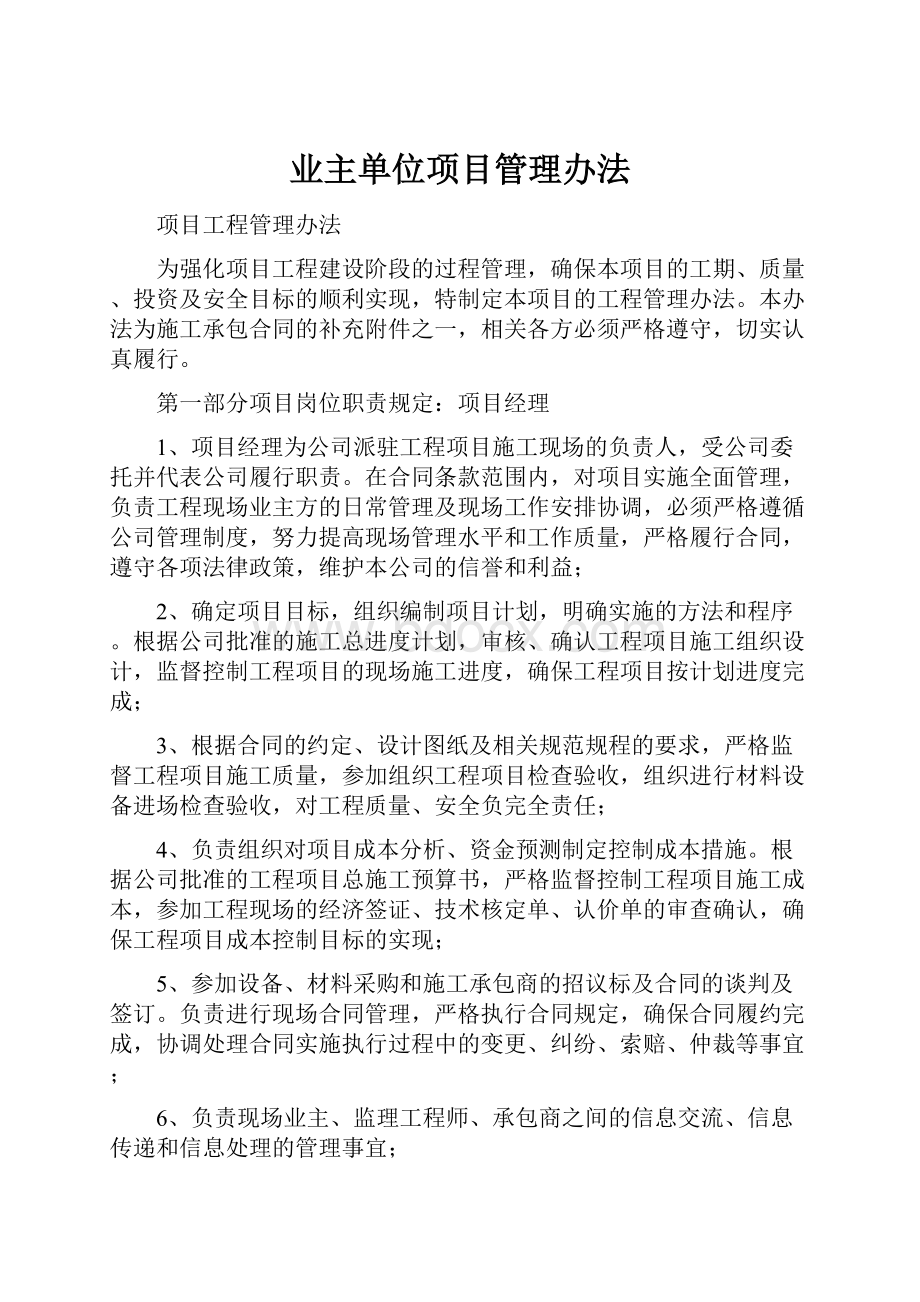 业主单位项目管理办法Word格式.docx