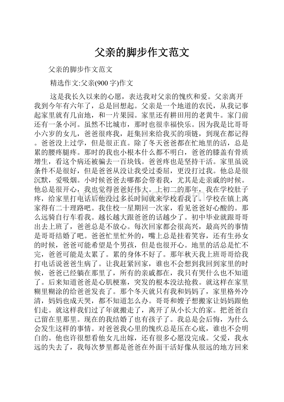 父亲的脚步作文范文Word下载.docx_第1页