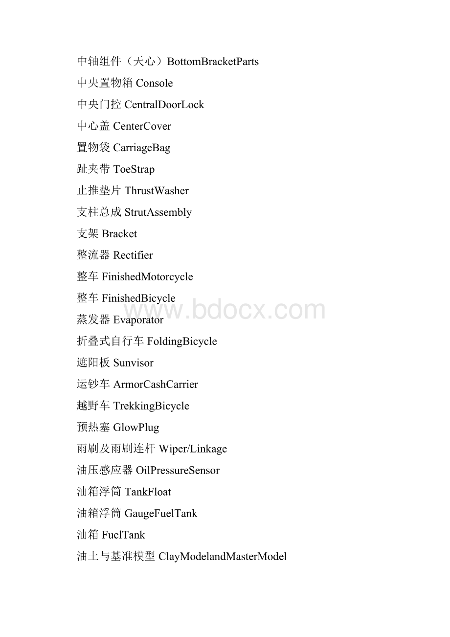 完整版关于汽车的零部件名称中英文大全.docx_第2页
