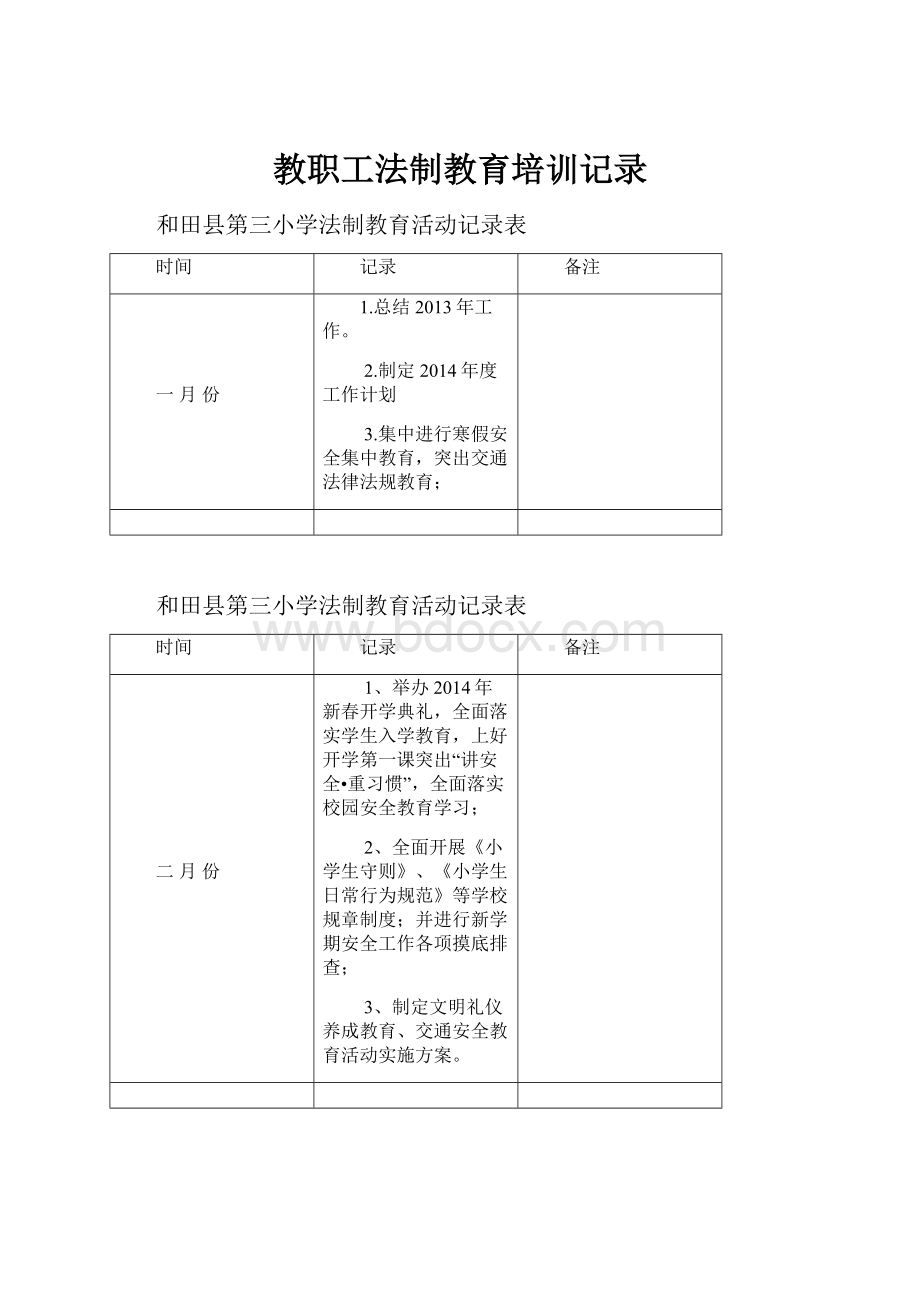 教职工法制教育培训记录Word文档格式.docx