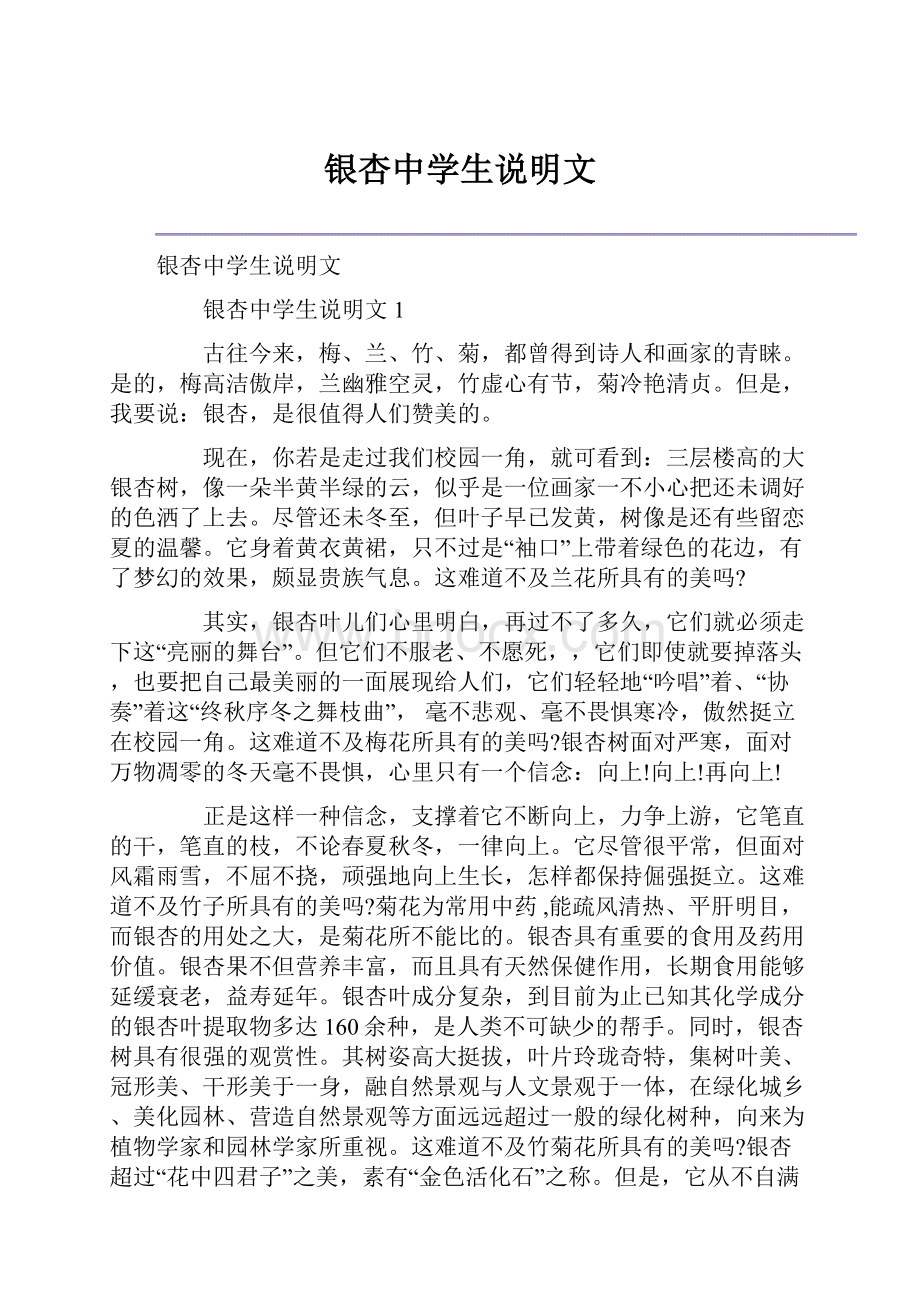 银杏中学生说明文文档格式.docx