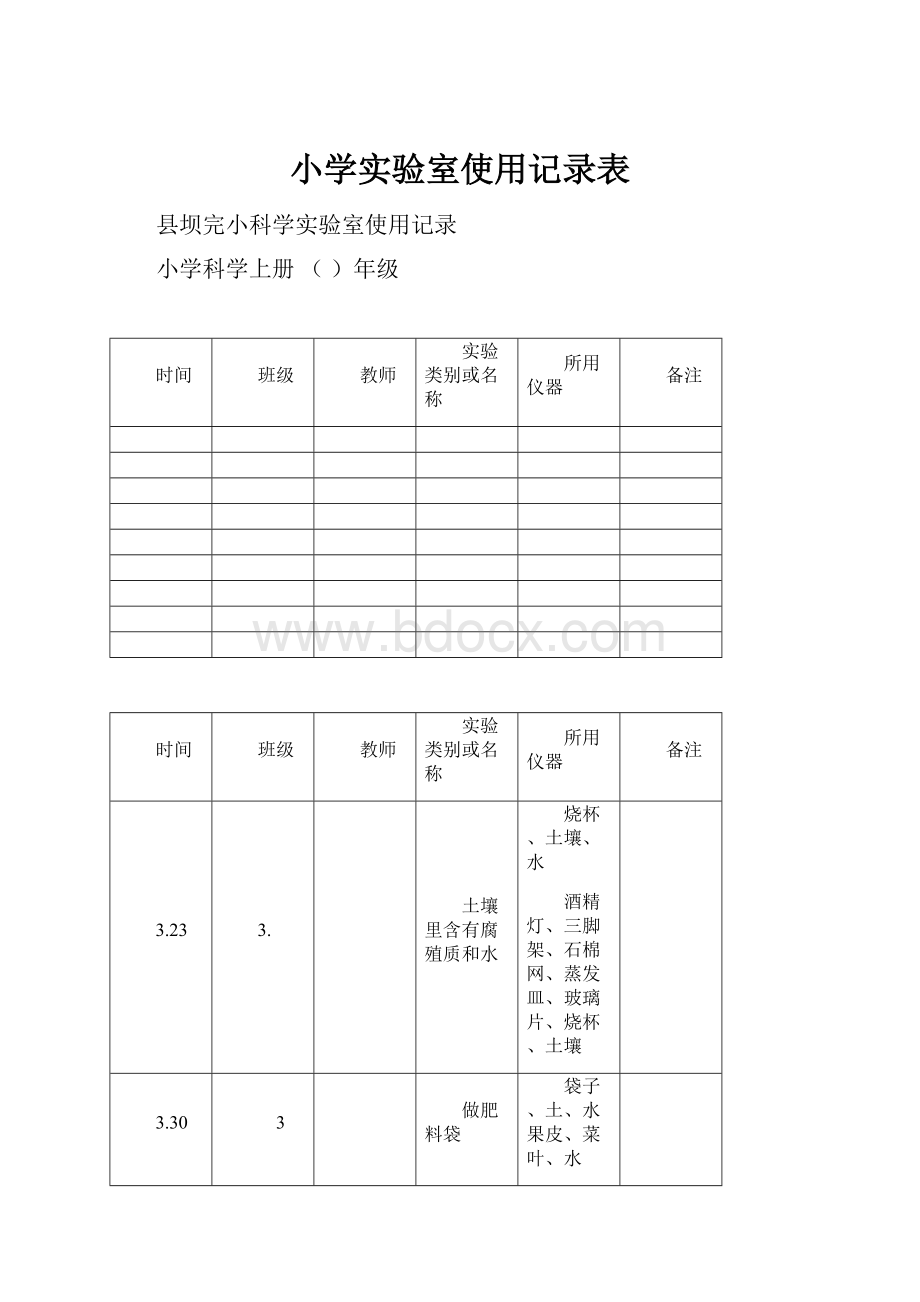 小学实验室使用记录表Word文件下载.docx_第1页