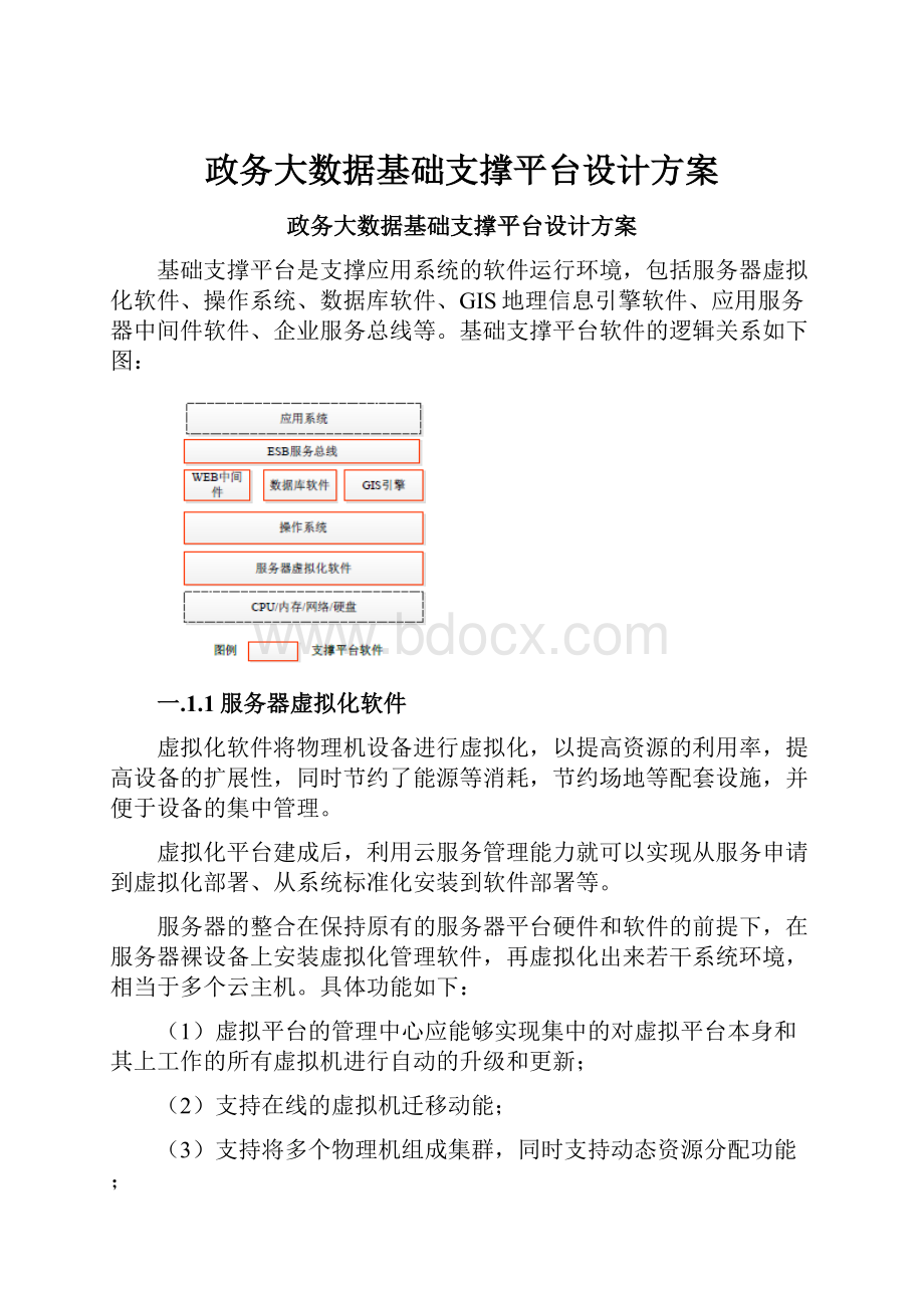 政务大数据基础支撑平台设计方案Word下载.docx