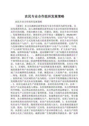 农民专业合作组织发展策略Word文件下载.docx