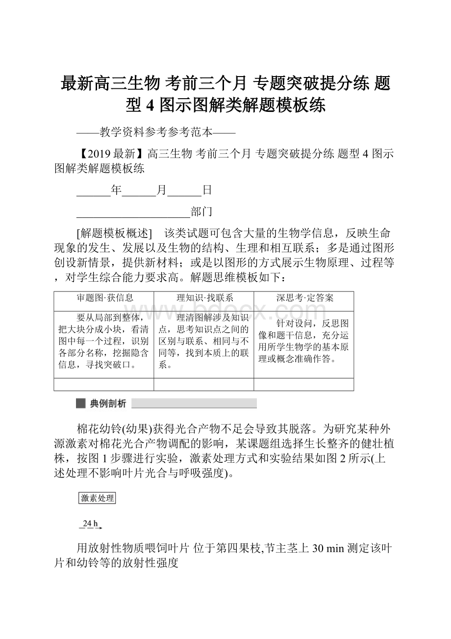 最新高三生物 考前三个月 专题突破提分练 题型4 图示图解类解题模板练.docx