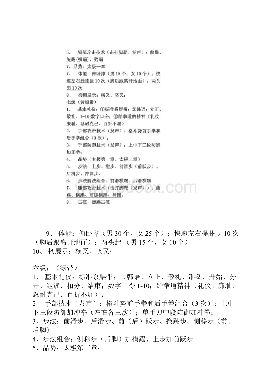 世界跆拳道联盟考级内容Word下载.docx_第2页