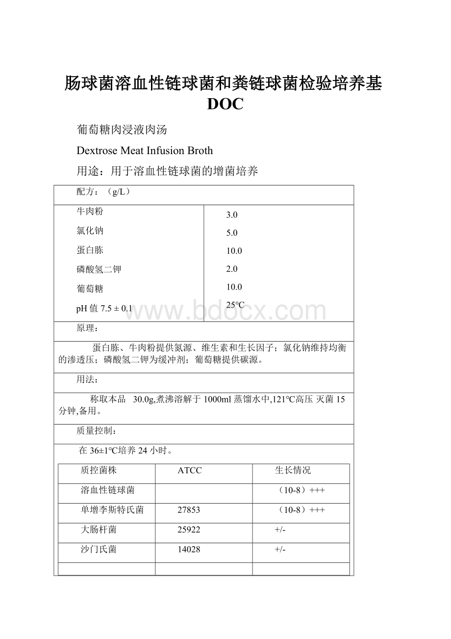 肠球菌溶血性链球菌和粪链球菌检验培养基DOCWord下载.docx