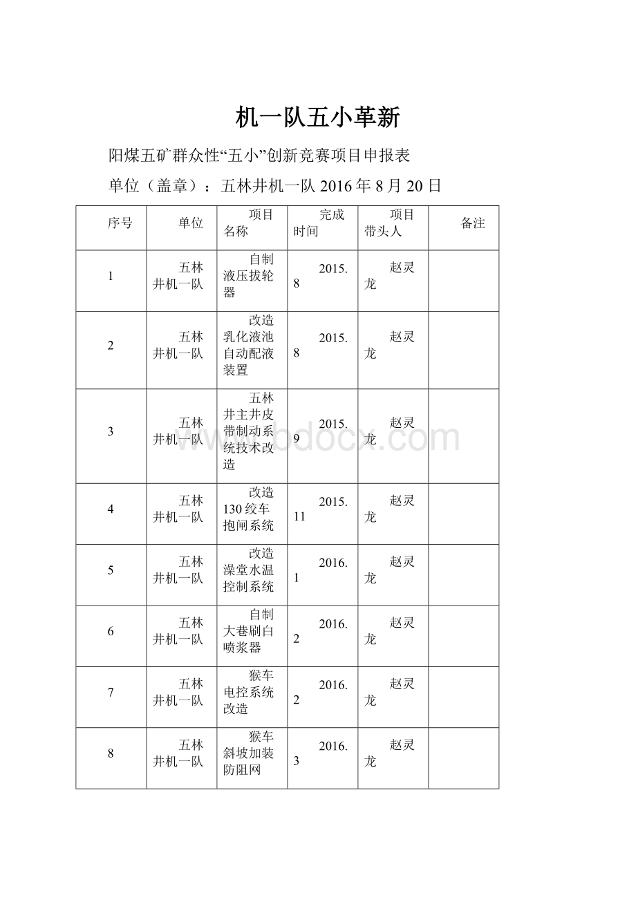 机一队五小革新Word格式.docx