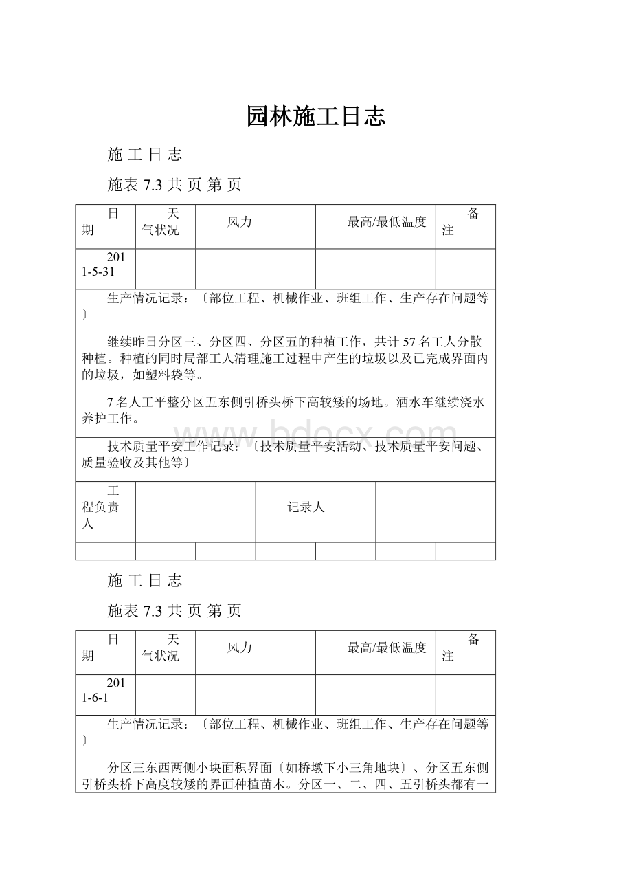 园林施工日志.docx_第1页