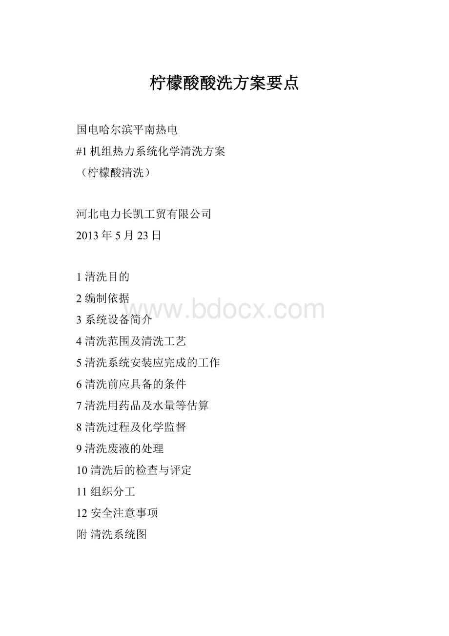 柠檬酸酸洗方案要点Word文档下载推荐.docx