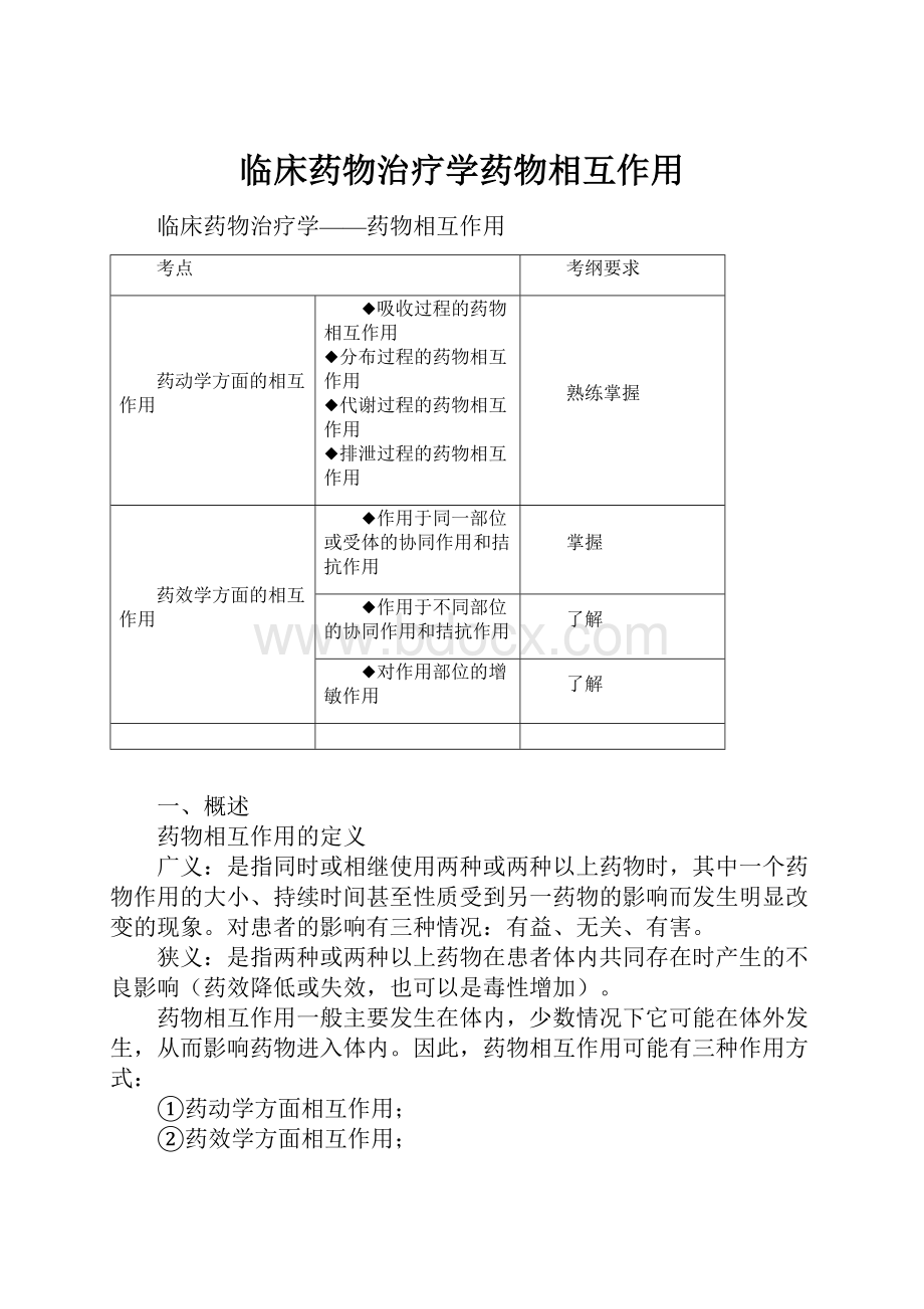 临床药物治疗学药物相互作用.docx_第1页