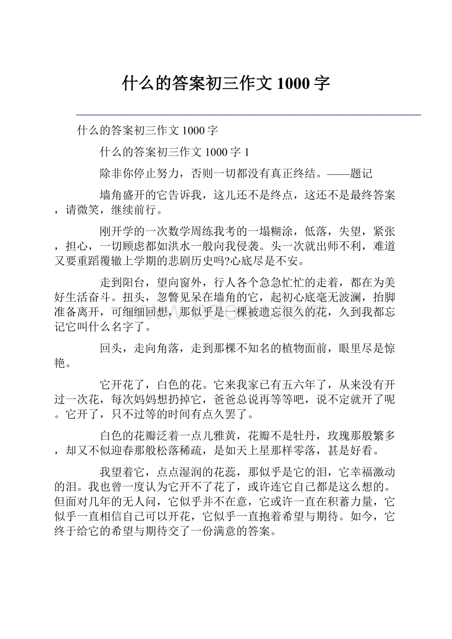 什么的答案初三作文1000字Word格式.docx