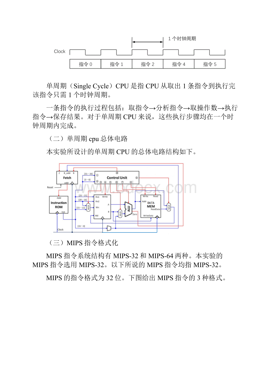 完整word版计算机组成原理实验报告单周期CPU的设计与实现Word格式文档下载.docx_第2页