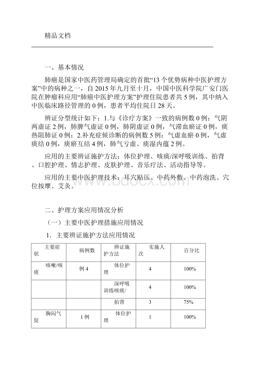 肺癌中医护理方案护理效果总结分析报告Word文档格式.docx_第2页