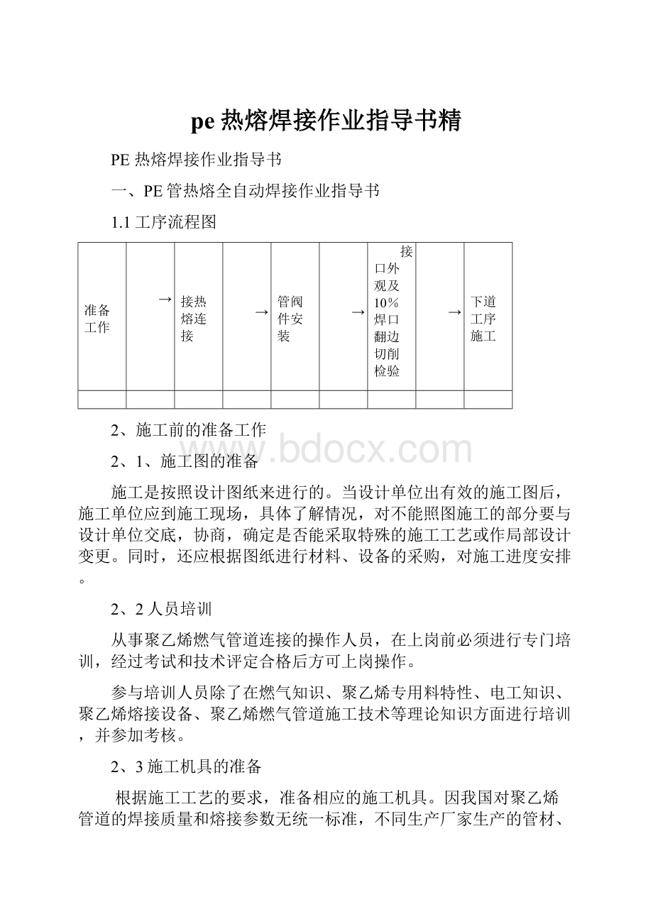 pe热熔焊接作业指导书精Word下载.docx