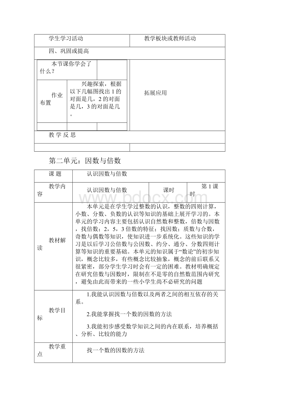 春季学期新人教版五年级数学下册集体备课教案一整体观察.docx_第3页