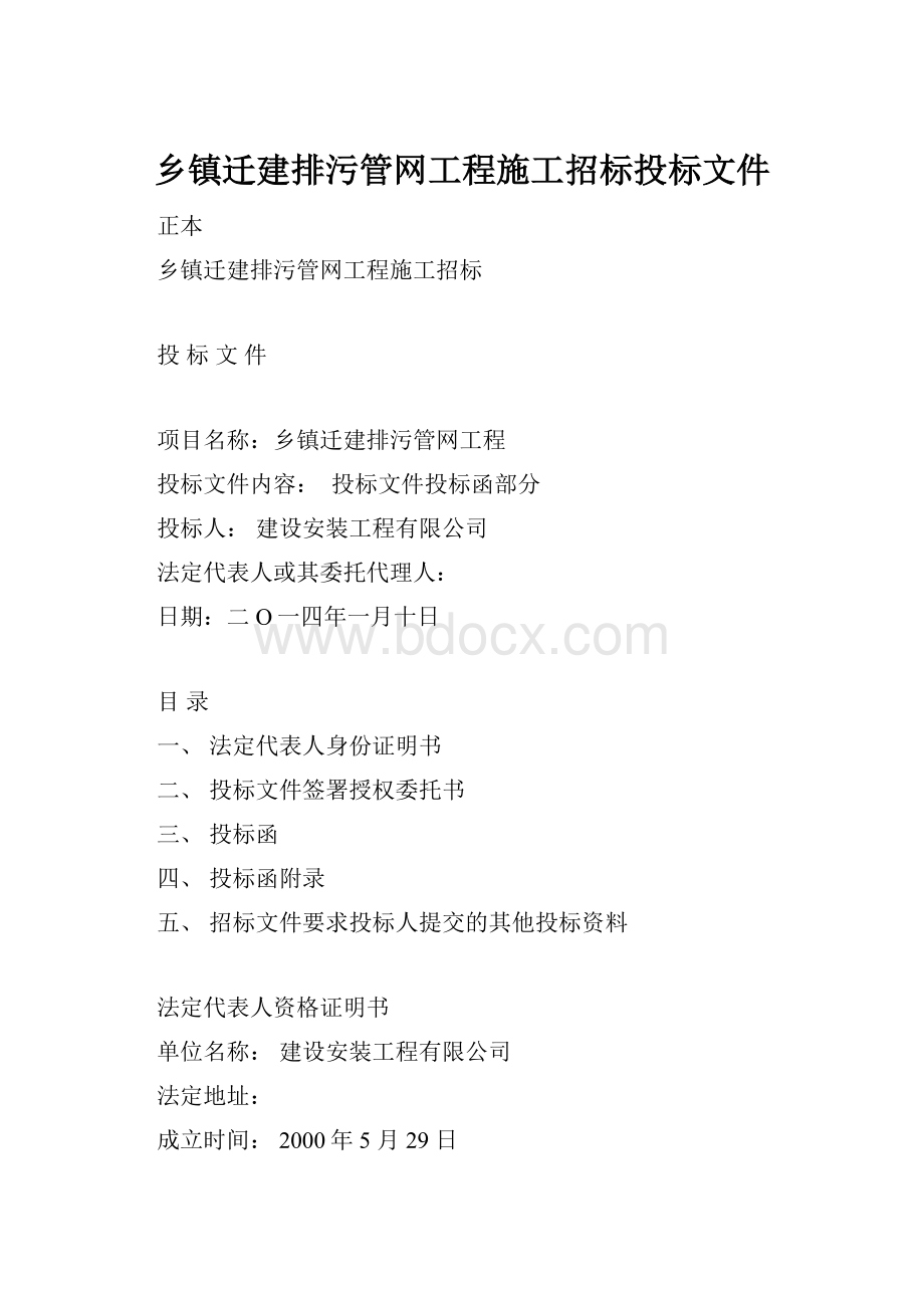 乡镇迁建排污管网工程施工招标投标文件.docx