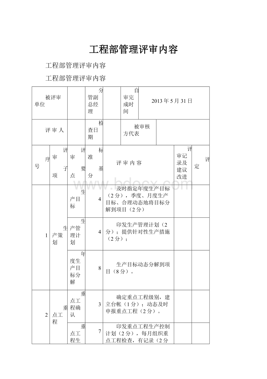 工程部管理评审内容Word文档格式.docx_第1页