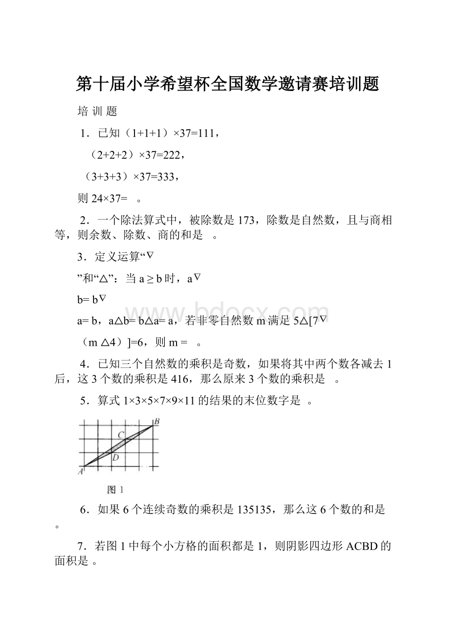 第十届小学希望杯全国数学邀请赛培训题Word文档下载推荐.docx_第1页