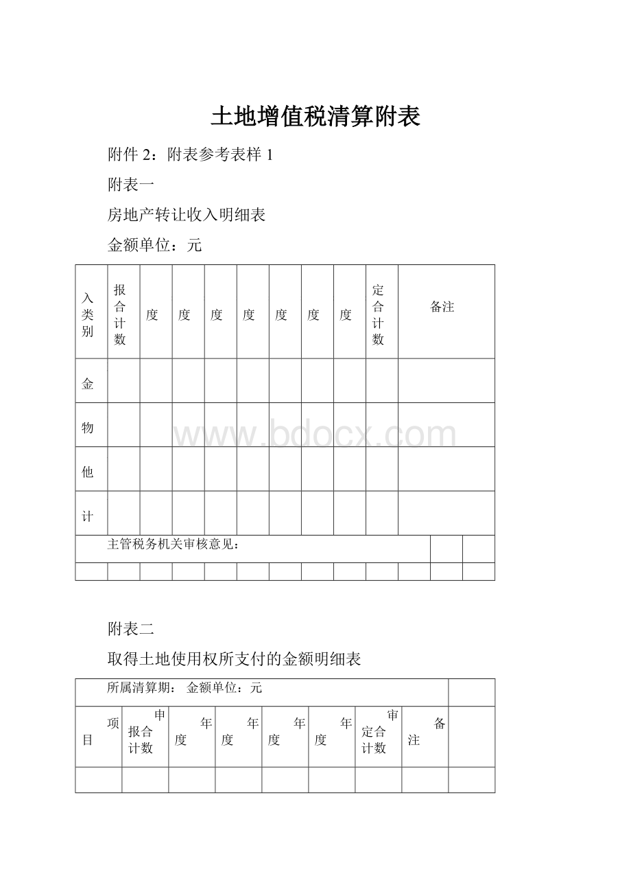 土地增值税清算附表.docx