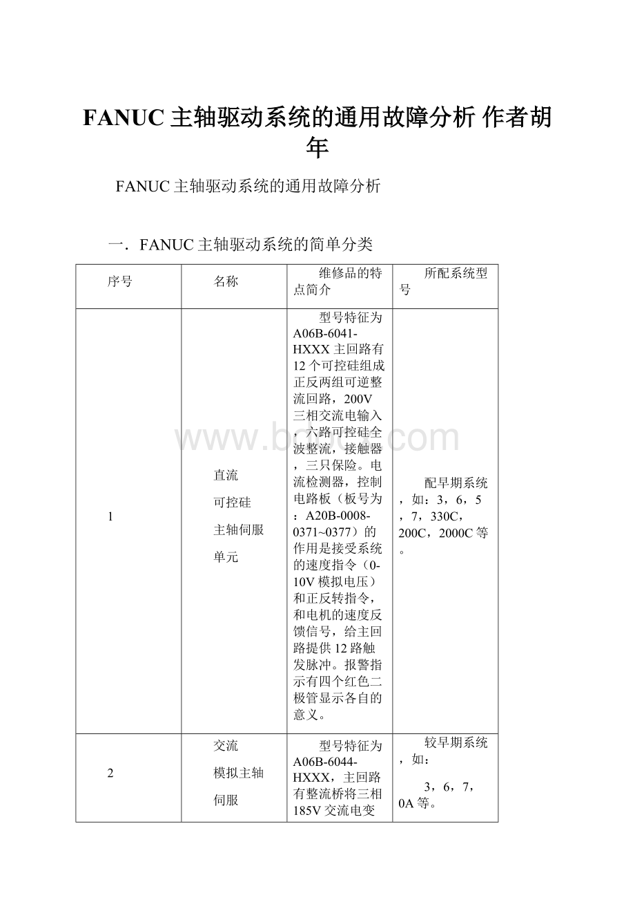 FANUC主轴驱动系统的通用故障分析 作者胡年.docx_第1页