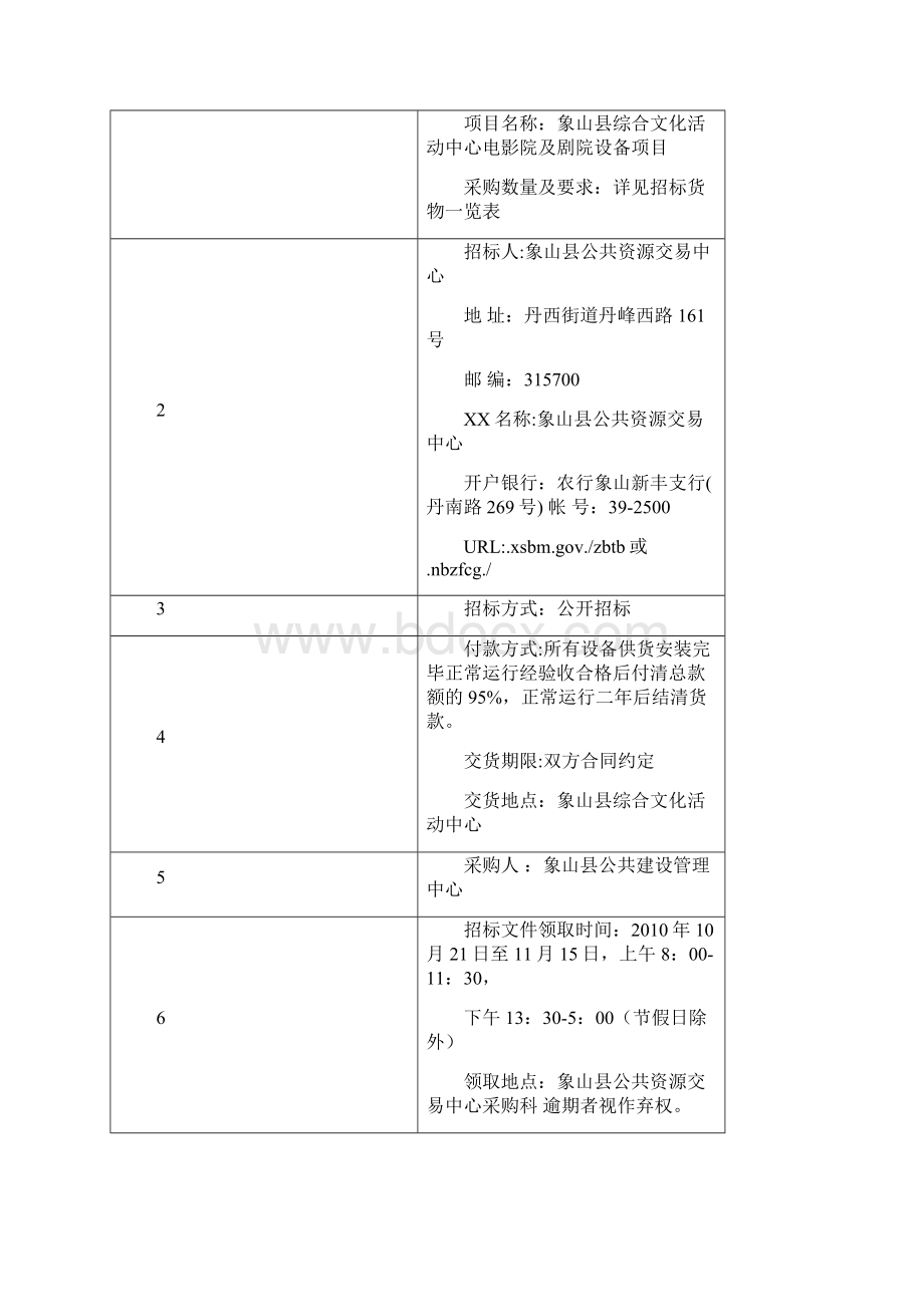 象山县综合文化活动中心电影院及剧院设备项目XXXXXSZFCG196G.docx_第3页