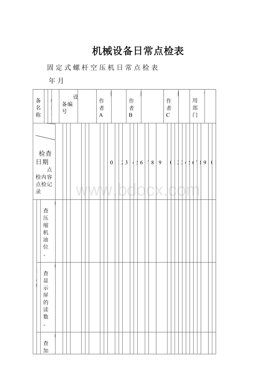 机械设备日常点检表Word下载.docx