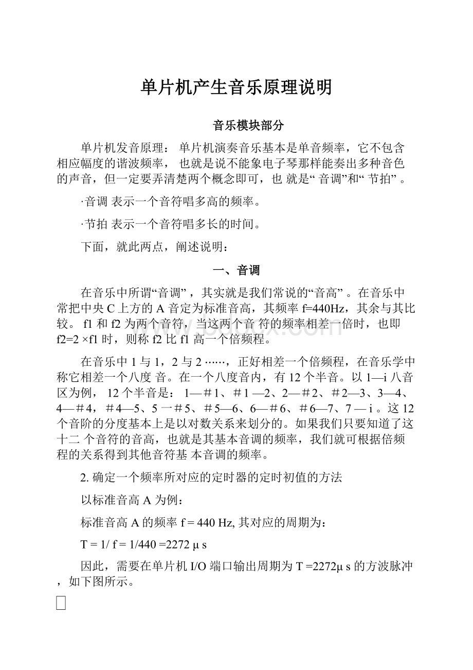 单片机产生音乐原理说明Word文档格式.docx_第1页