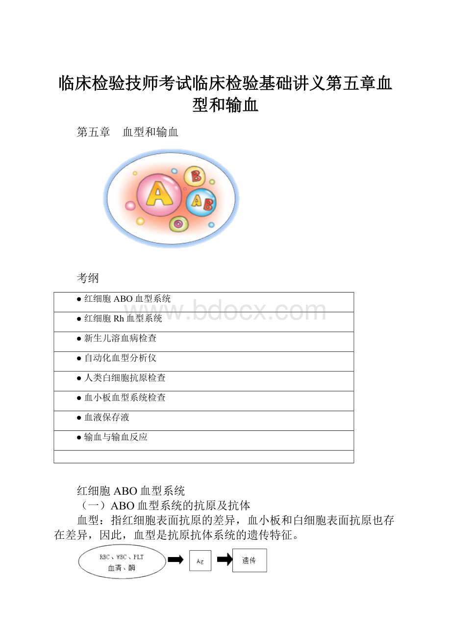 临床检验技师考试临床检验基础讲义第五章血型和输血.docx_第1页