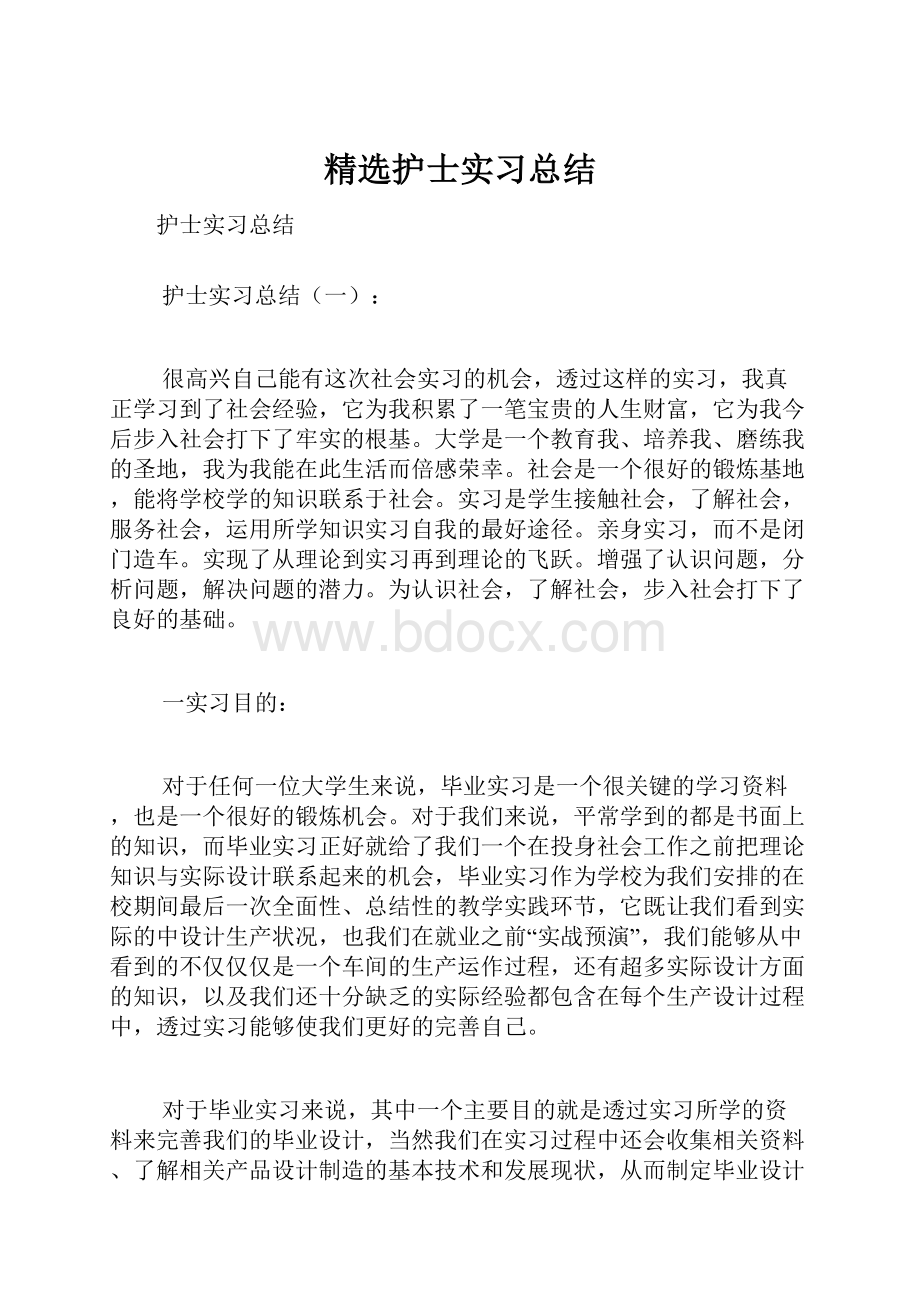 精选护士实习总结文档格式.docx