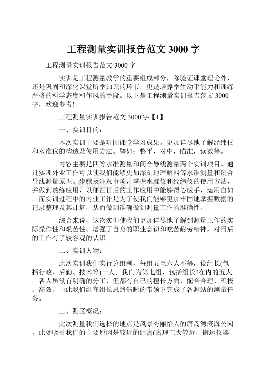 工程测量实训报告范文3000字.docx