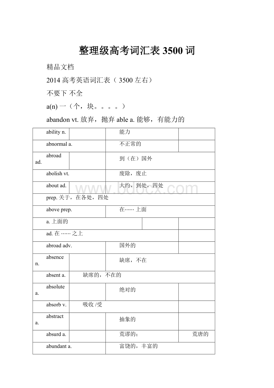 整理级高考词汇表3500词.docx