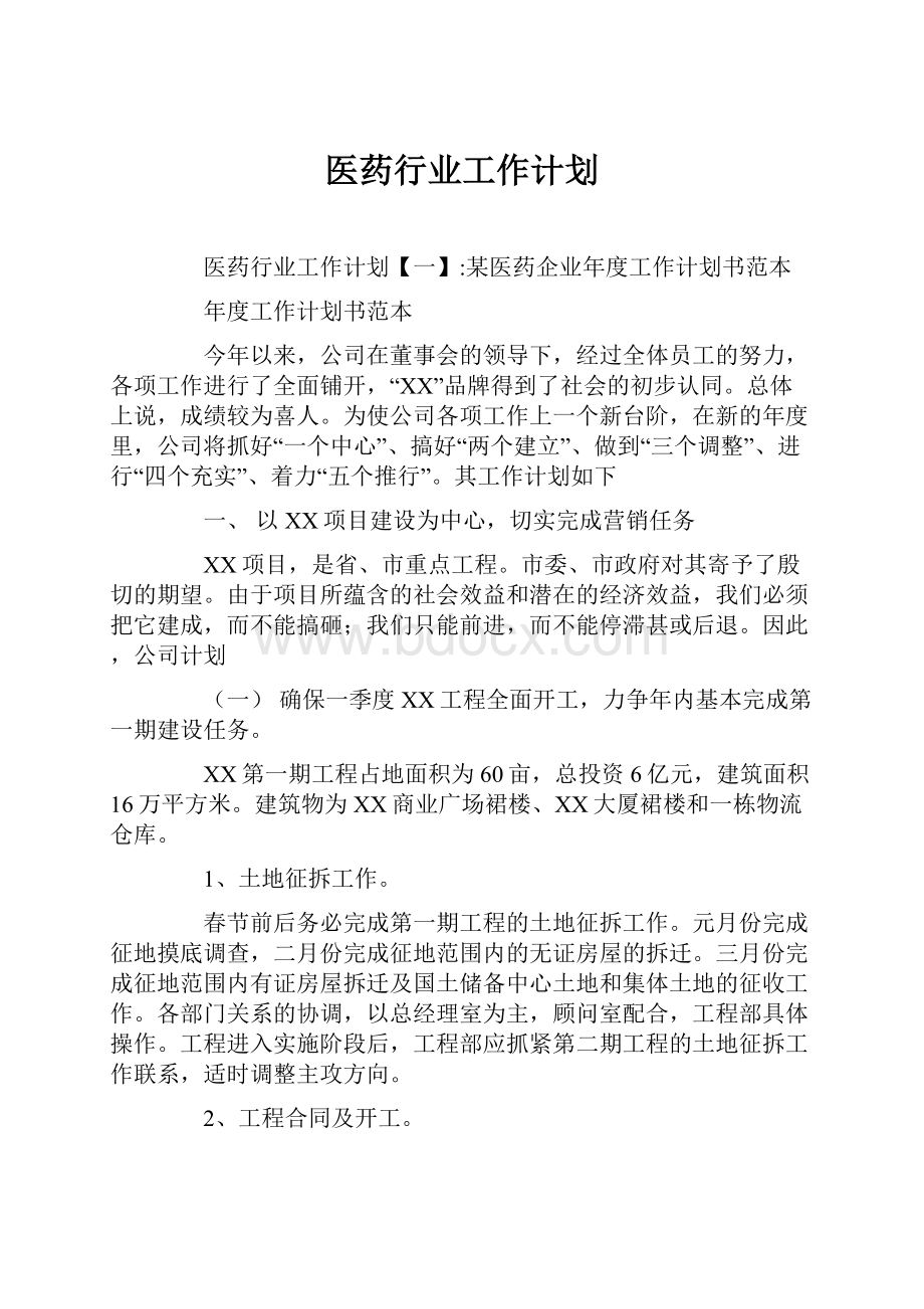 医药行业工作计划.docx