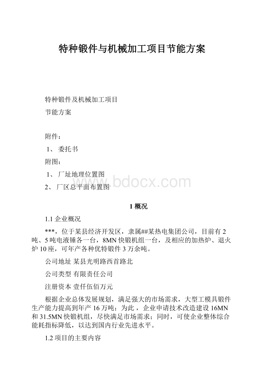 特种锻件与机械加工项目节能方案Word文档下载推荐.docx_第1页