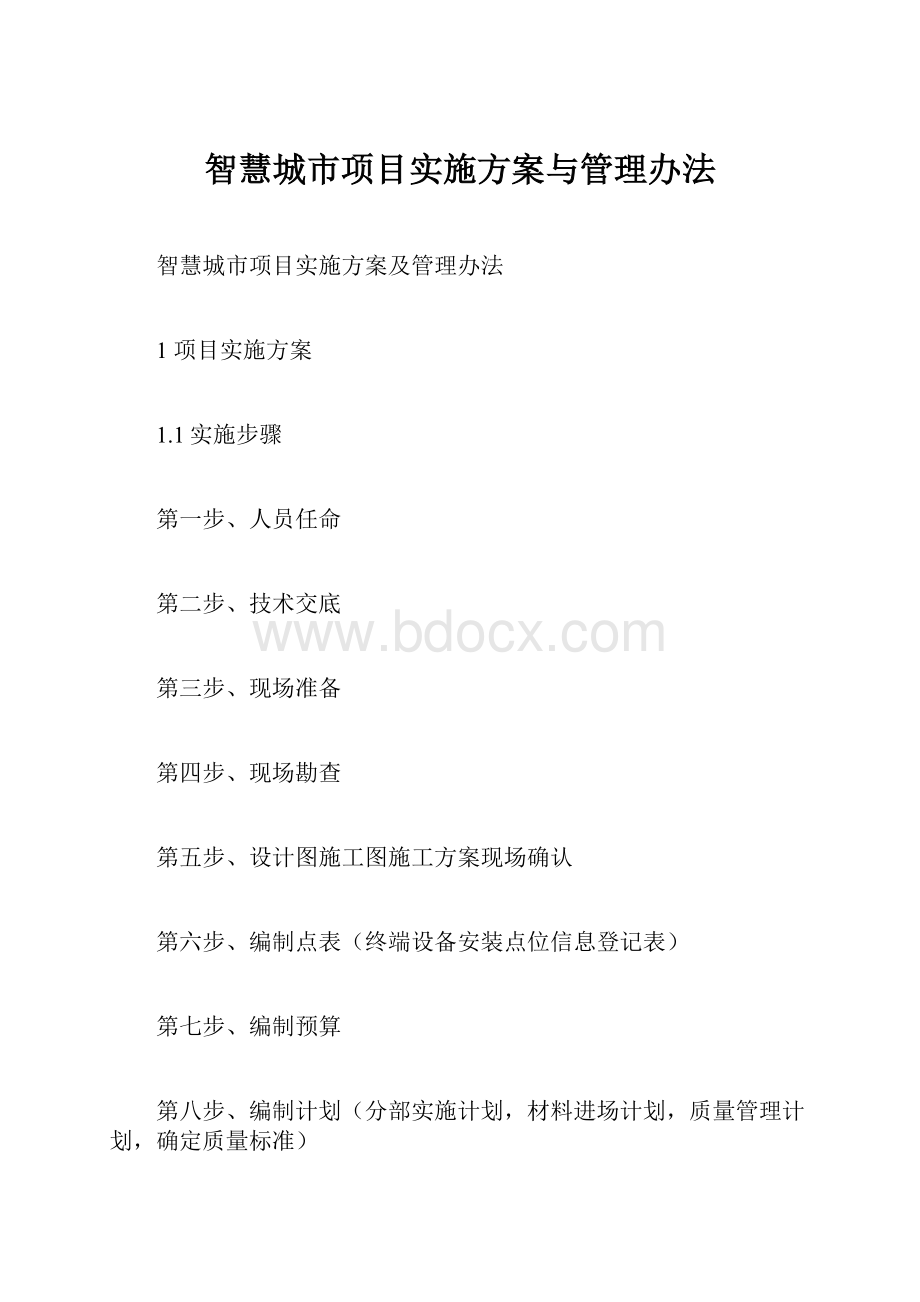 智慧城市项目实施方案与管理办法文档格式.docx