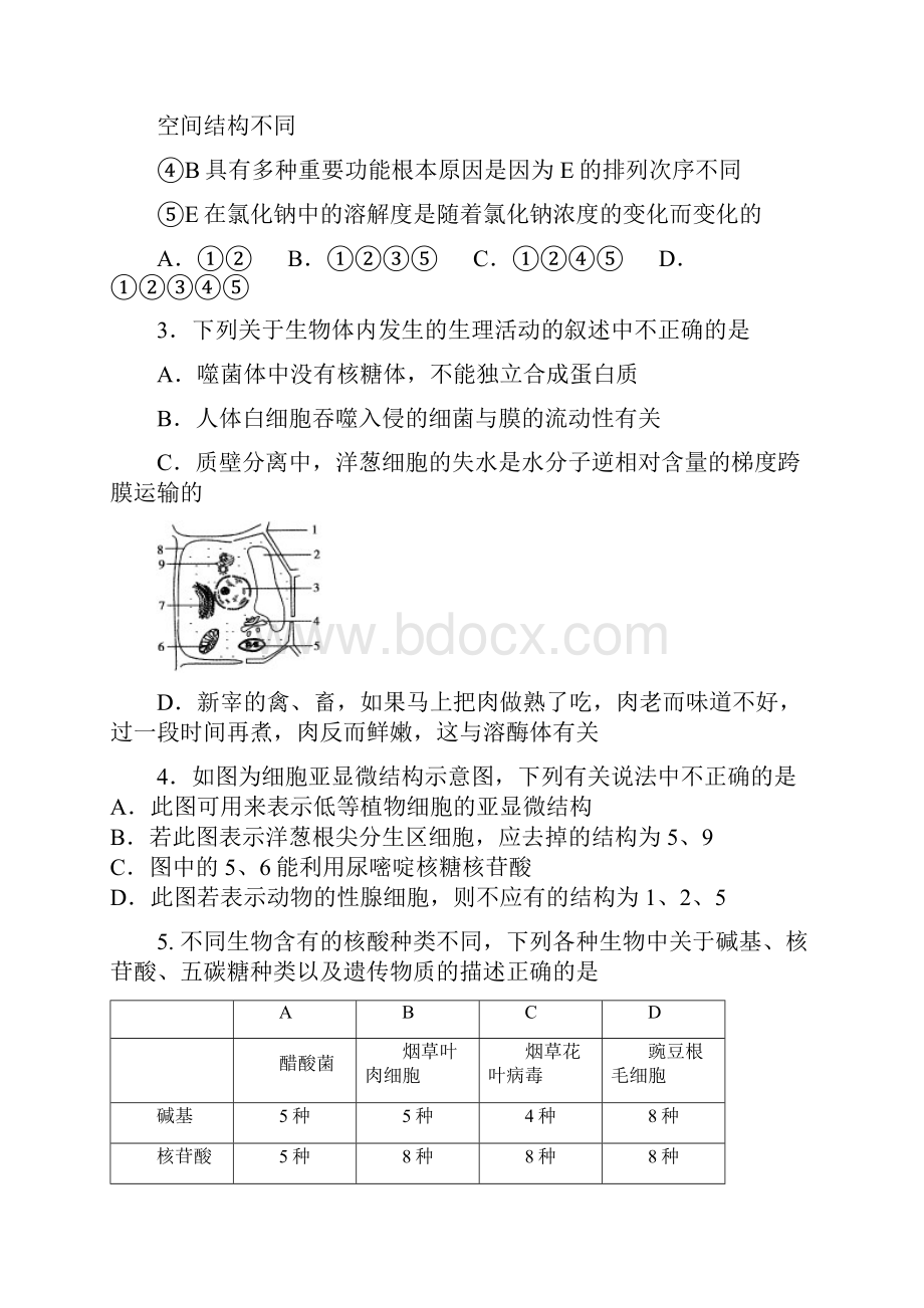 高三上学期第一次模拟考试理综试题含答案.docx_第2页