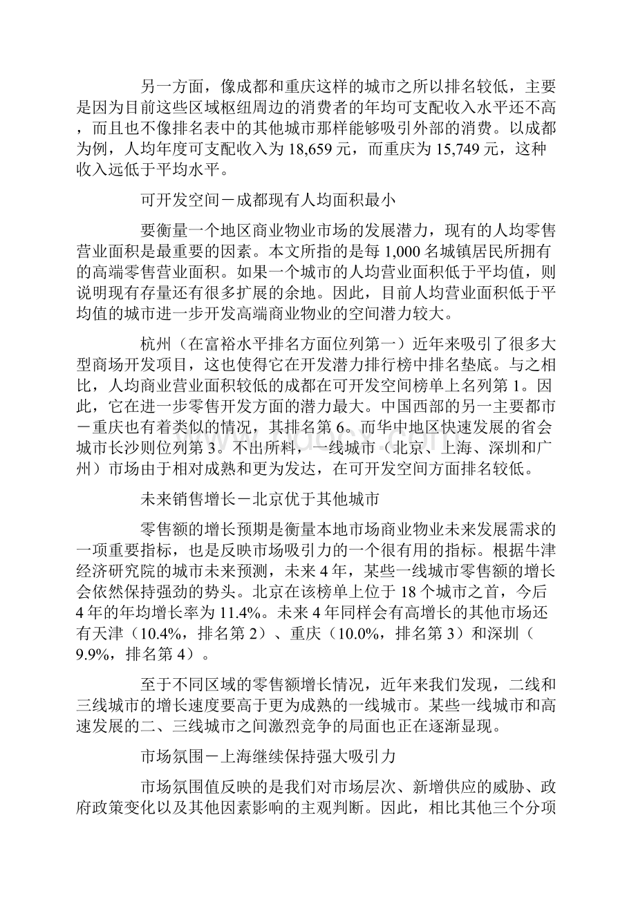 中国高端商业地产投资吸引城市排名.docx_第2页