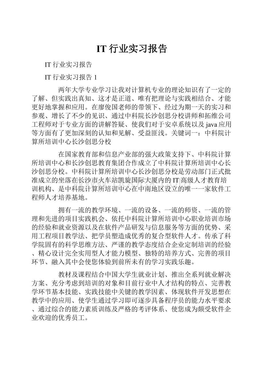 IT行业实习报告.docx_第1页