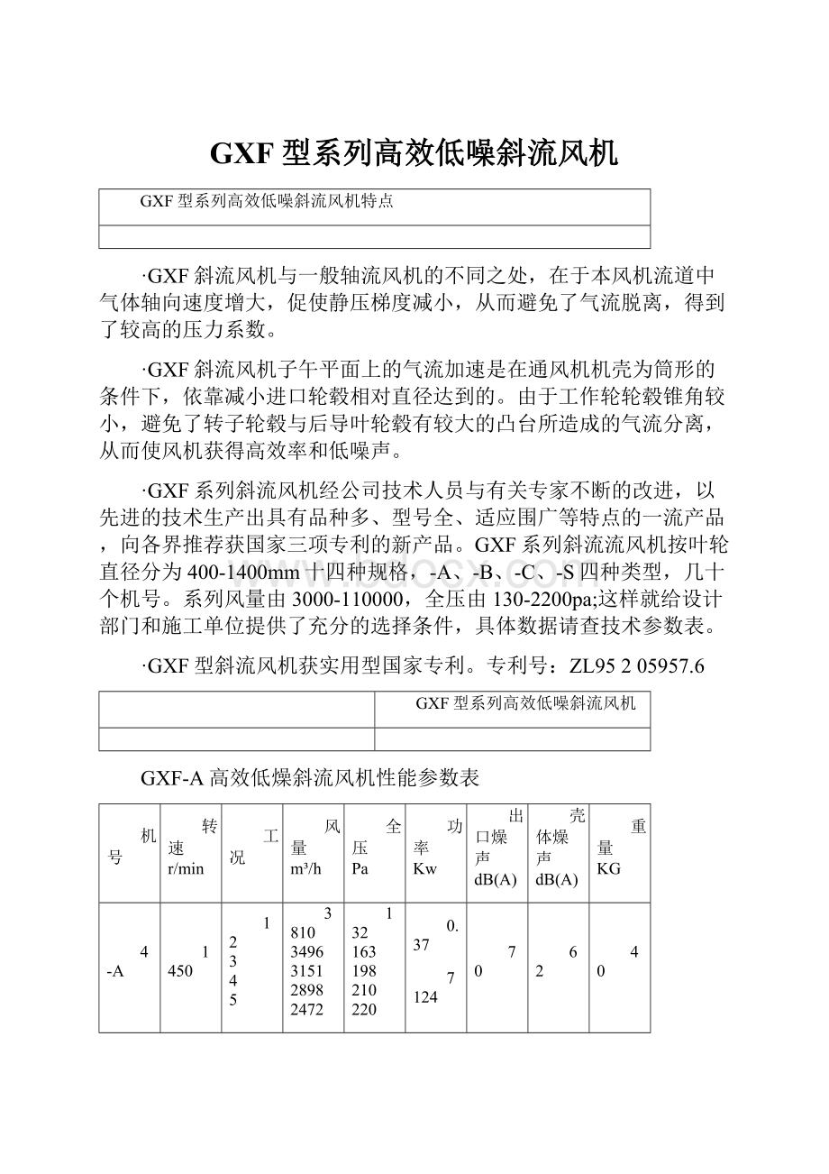 GXF型系列高效低噪斜流风机文档格式.docx